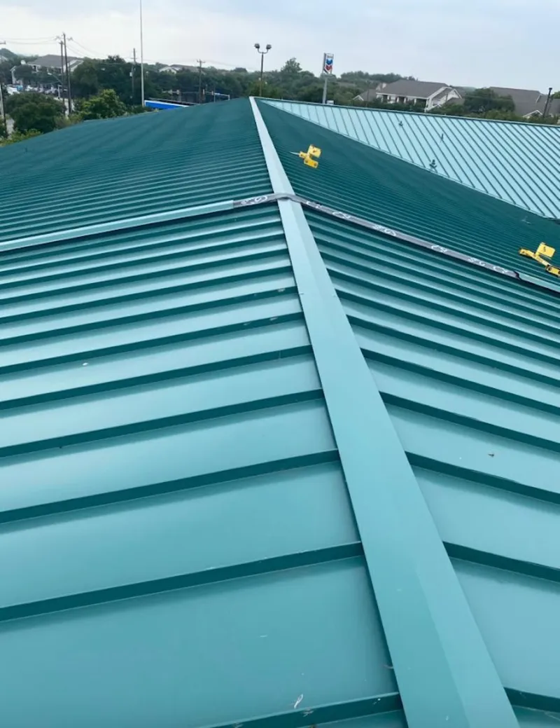 Green commercial metal roof ridge and valley for Metal Roof Repair in Bethel Park